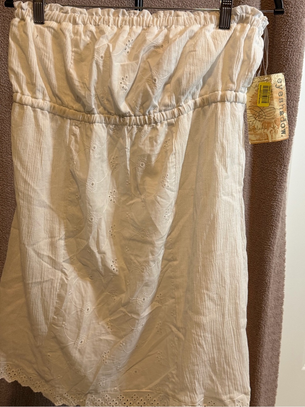 NWT Eyeshadow White Eyelet Strapless Dress XL